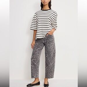 Good American 
Good Barrel Jeans lucky leopard print